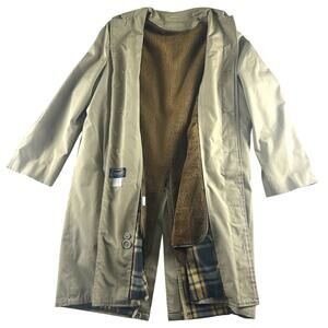 Trench Coat -Towncraft Plus Penn-Prest Penneys Removable Fur Lined Mens 42L VTG